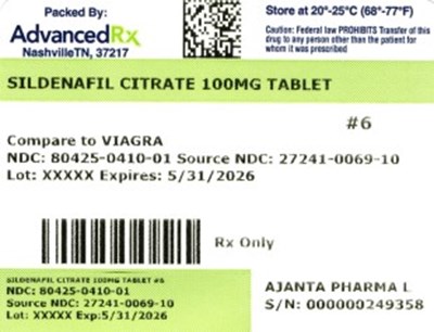 Sildenafil Citrate 100mg #6 (Sildenafil Citrate 100mg 80425 0410 01)